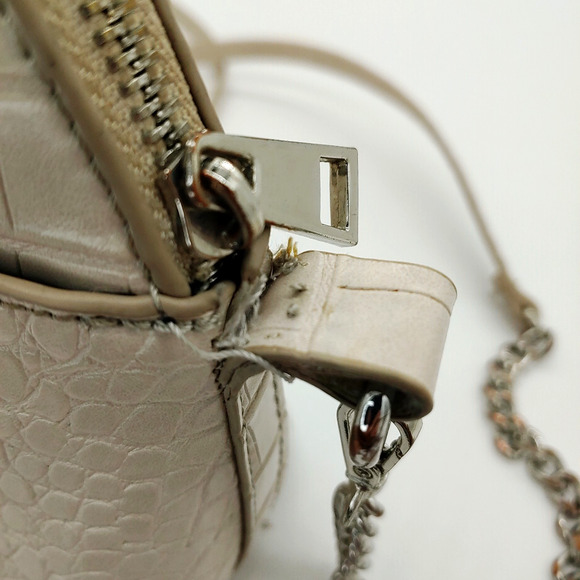Zara Crossbody Mini Purse Ivory Faux Pebbled Leather Convertible Handbag - Picture 12 of 14